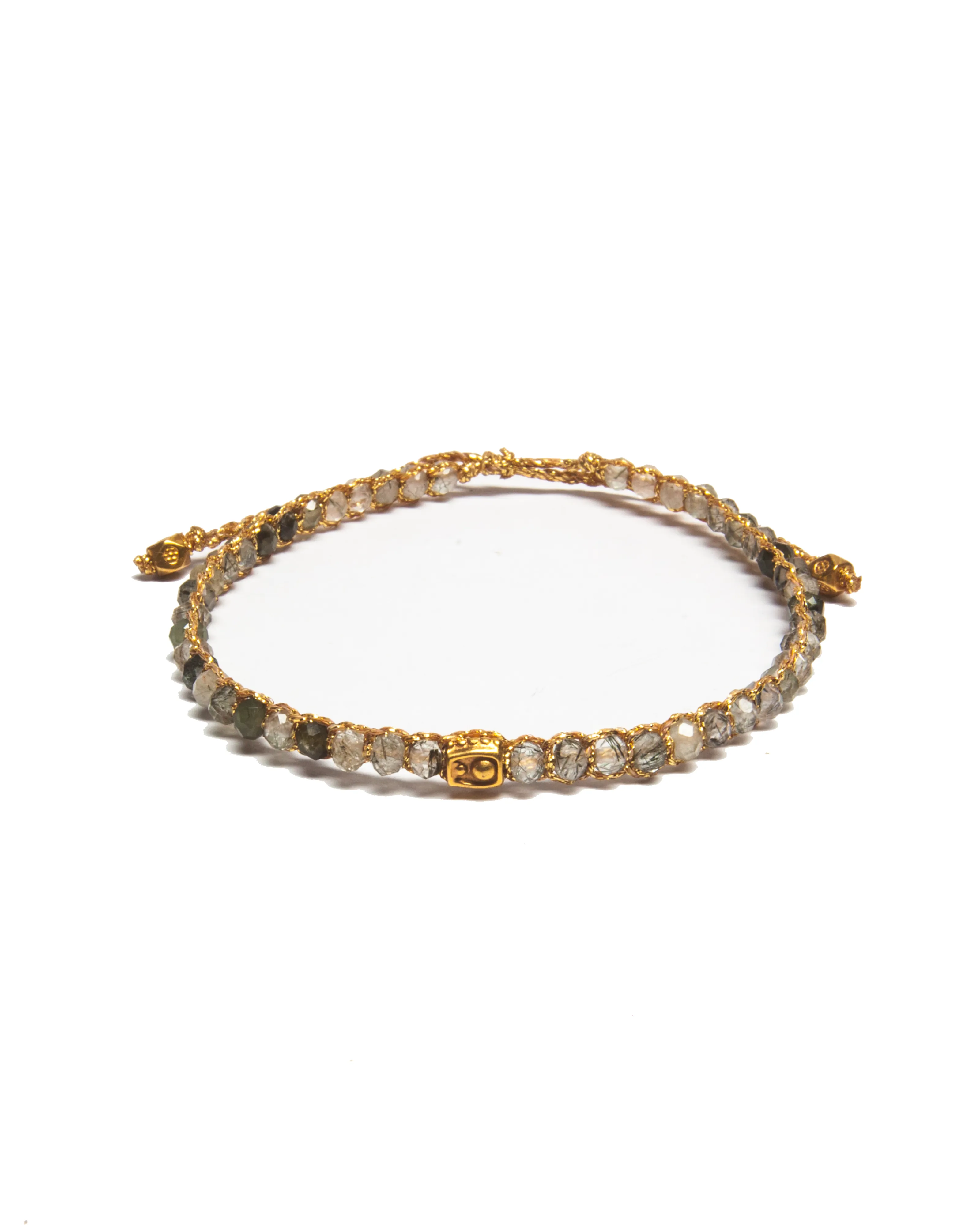 Black Rutilated Quartz Bracelet | Gold