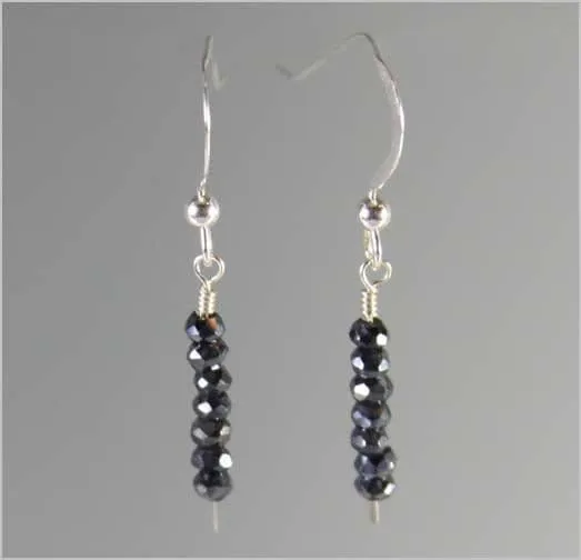 Black Spinel Sterling Silver Earrings