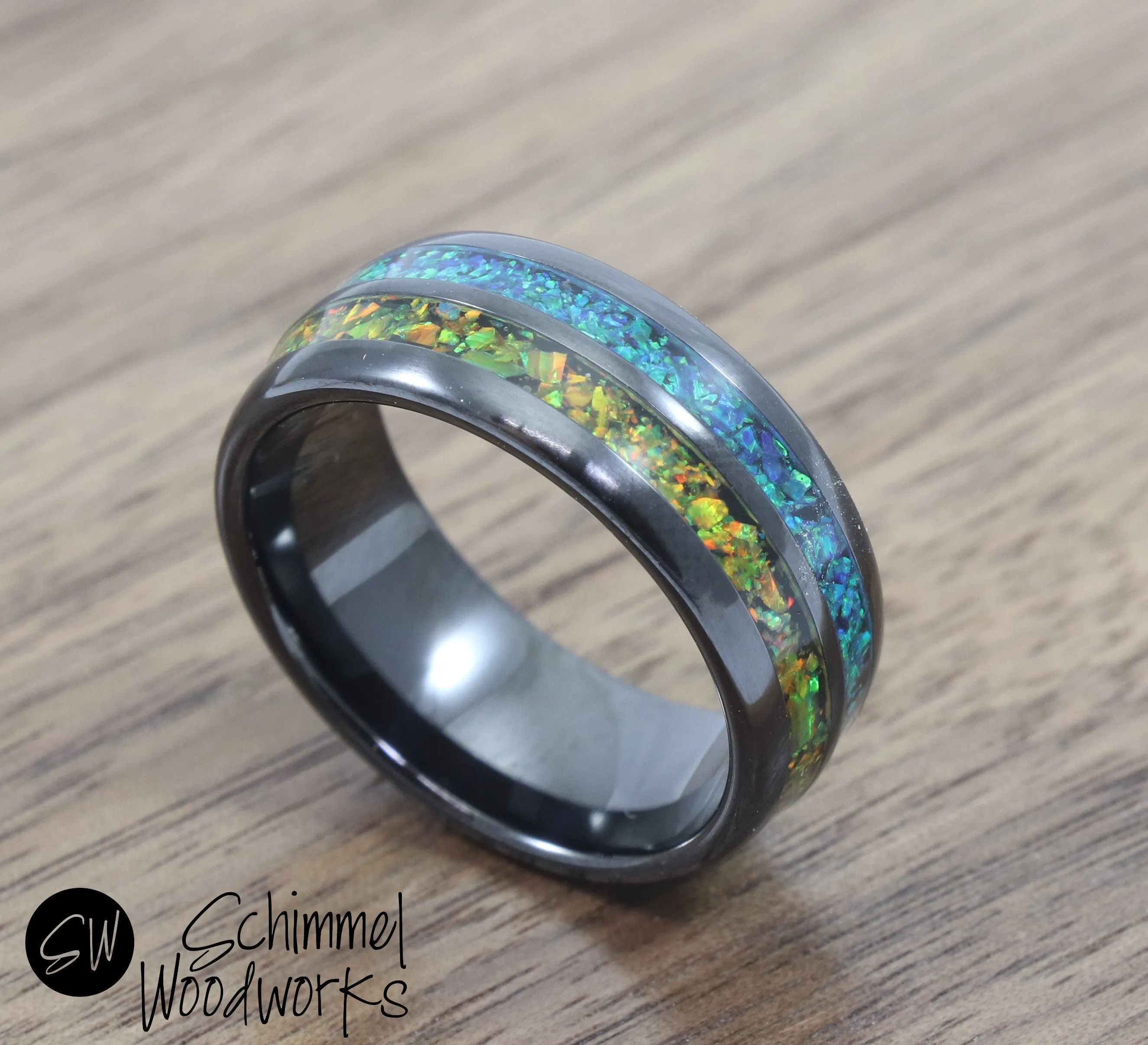 Blue & Green Opal Ring