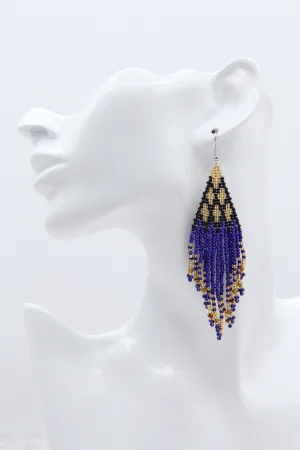 Blue Fringe Decor Drop Earrings