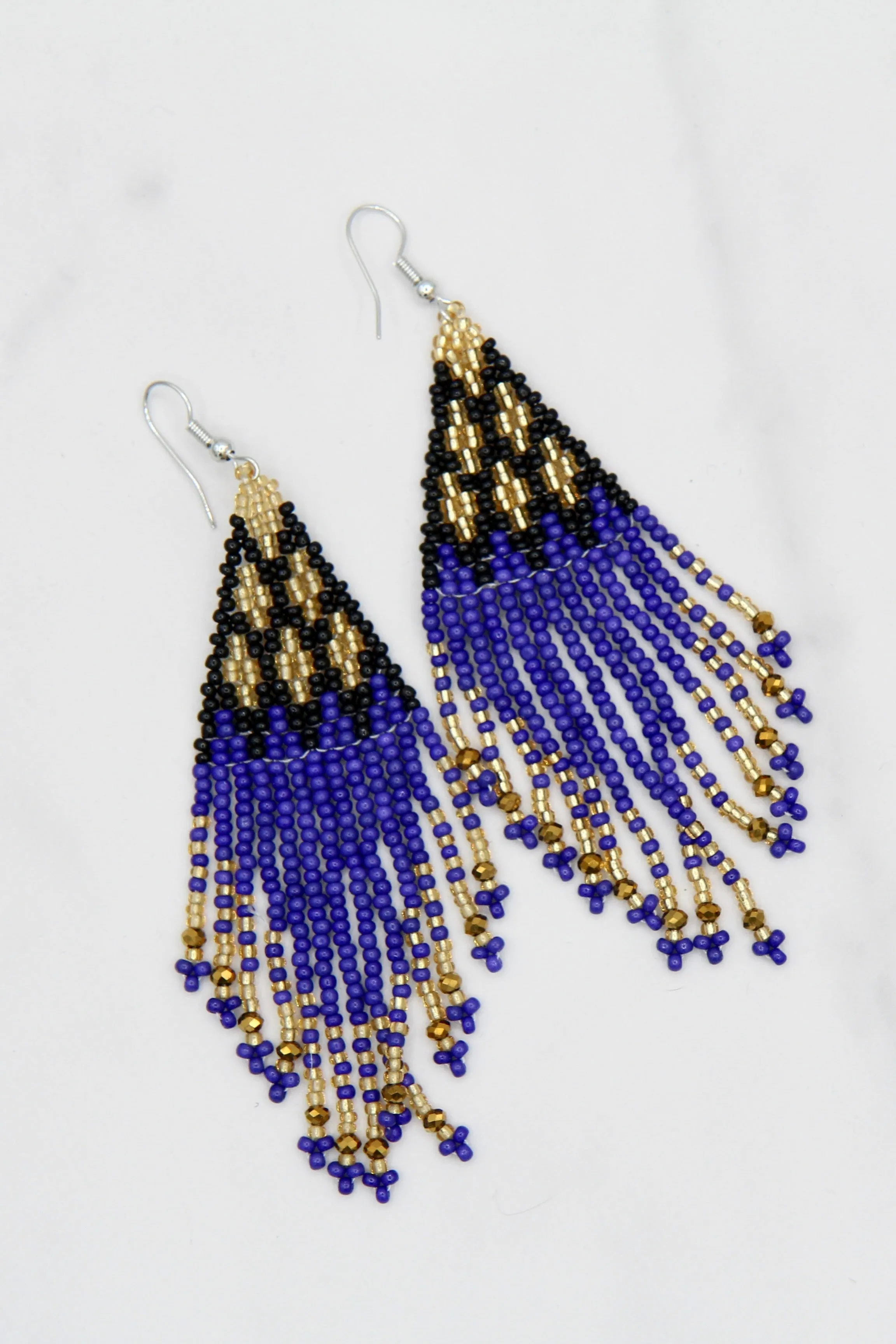 Blue Fringe Decor Drop Earrings