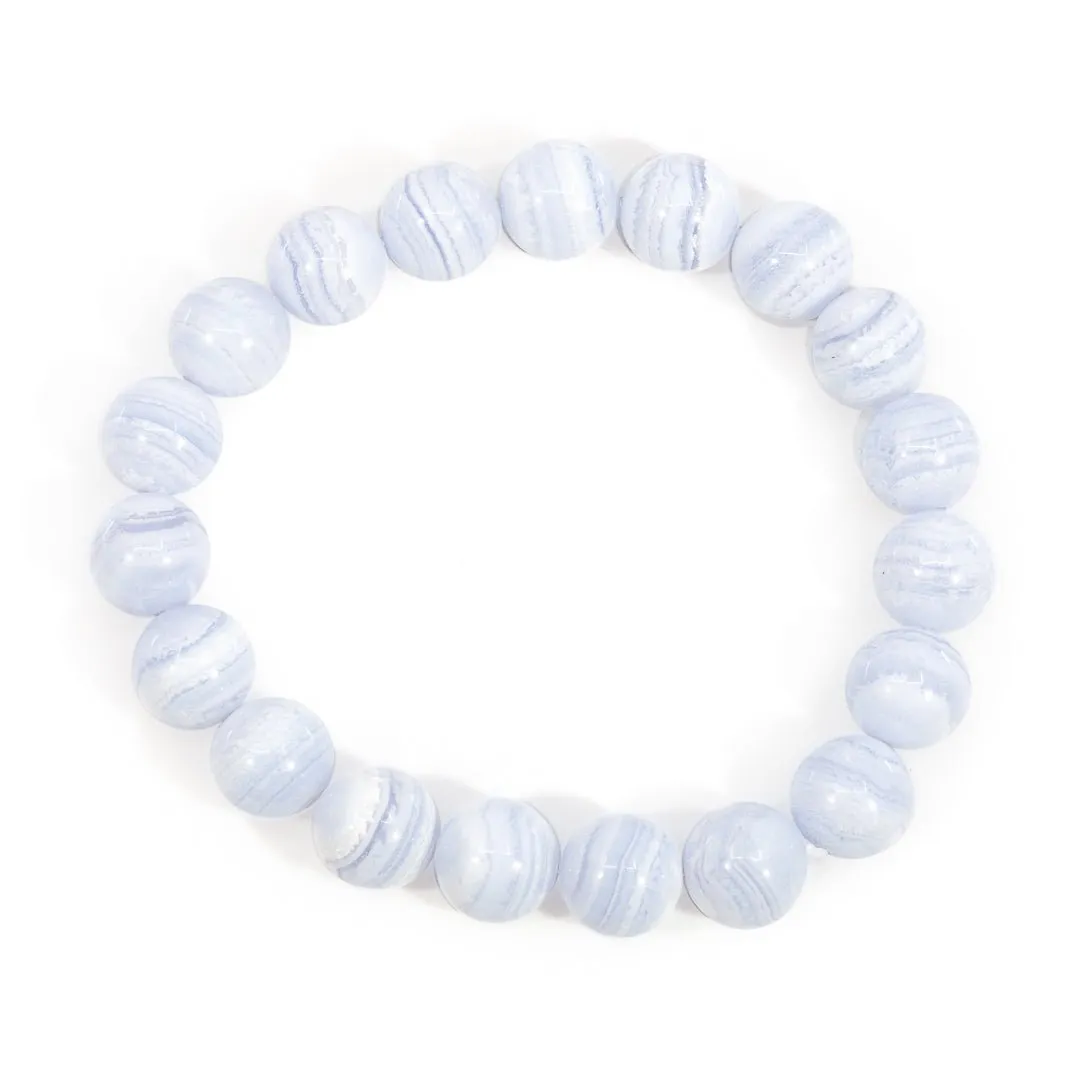Blue Lace Agate 10mm Beaded Bracelet