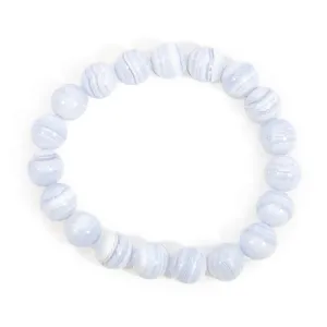 Blue Lace Agate 10mm Beaded Bracelet