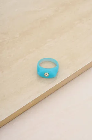 Blue Raspberry Resin Ring with Crystal Accent