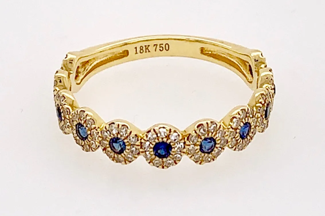 Blue Sapphire and Diamond Bands