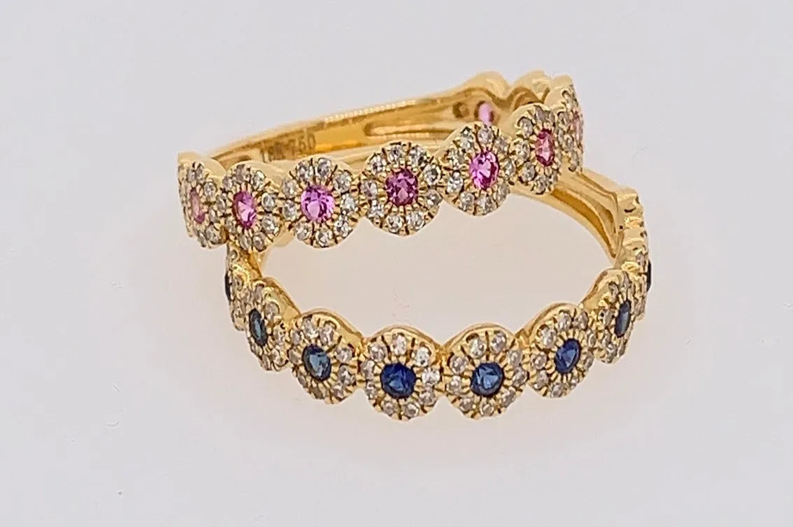 Blue Sapphire and Diamond Bands