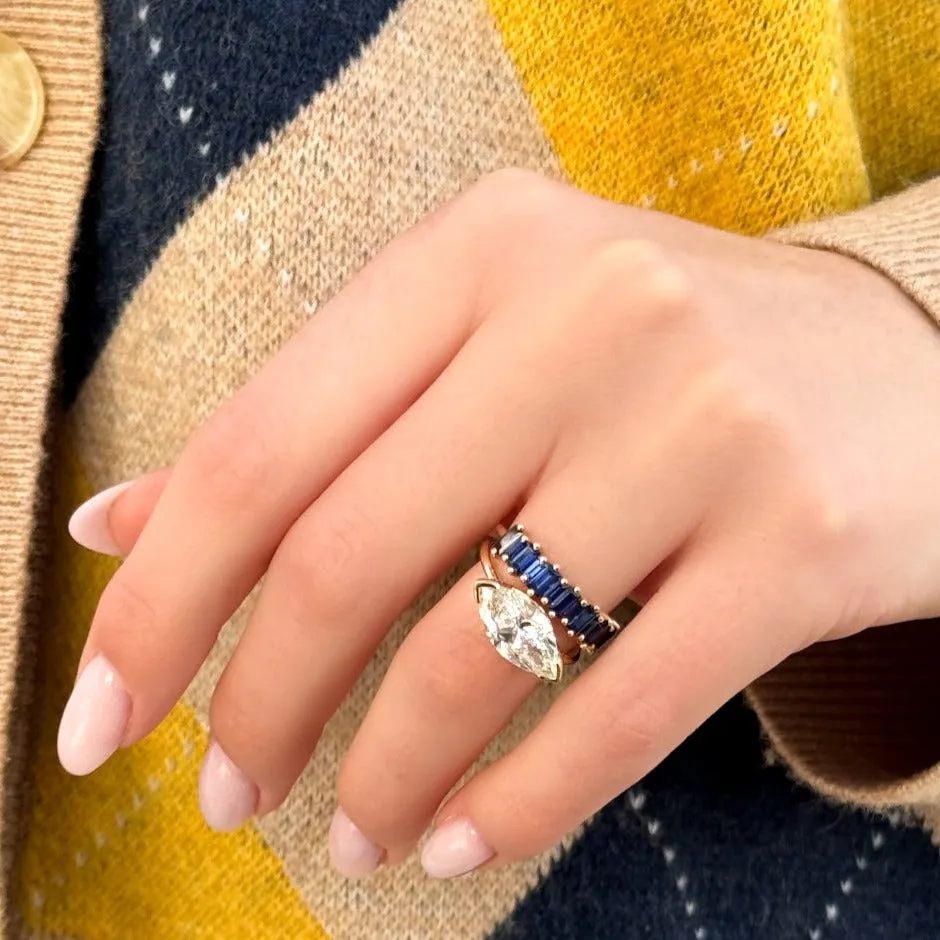 Blue Sapphire Baguette Wedding Band
