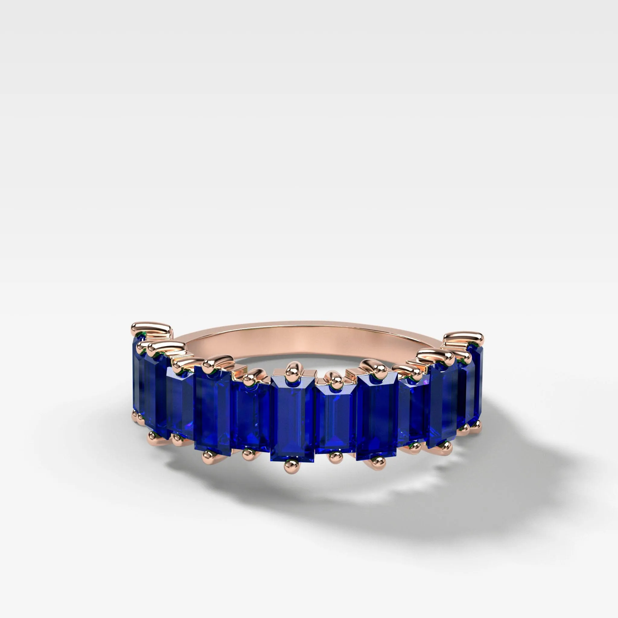 Blue Sapphire Baguette Wedding Band