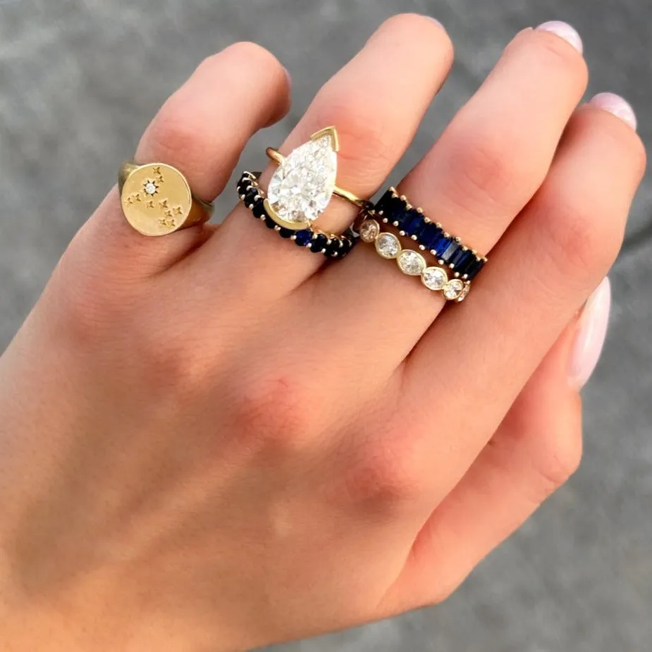 Blue Sapphire Baguette Wedding Band