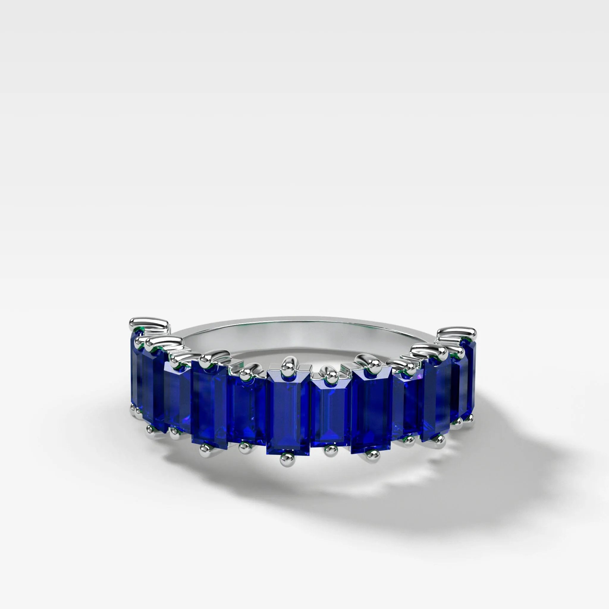 Blue Sapphire Baguette Wedding Band
