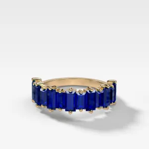 Blue Sapphire Baguette Wedding Band