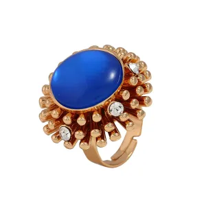 Blue Stone & Cubic Zirconia Flower Ring