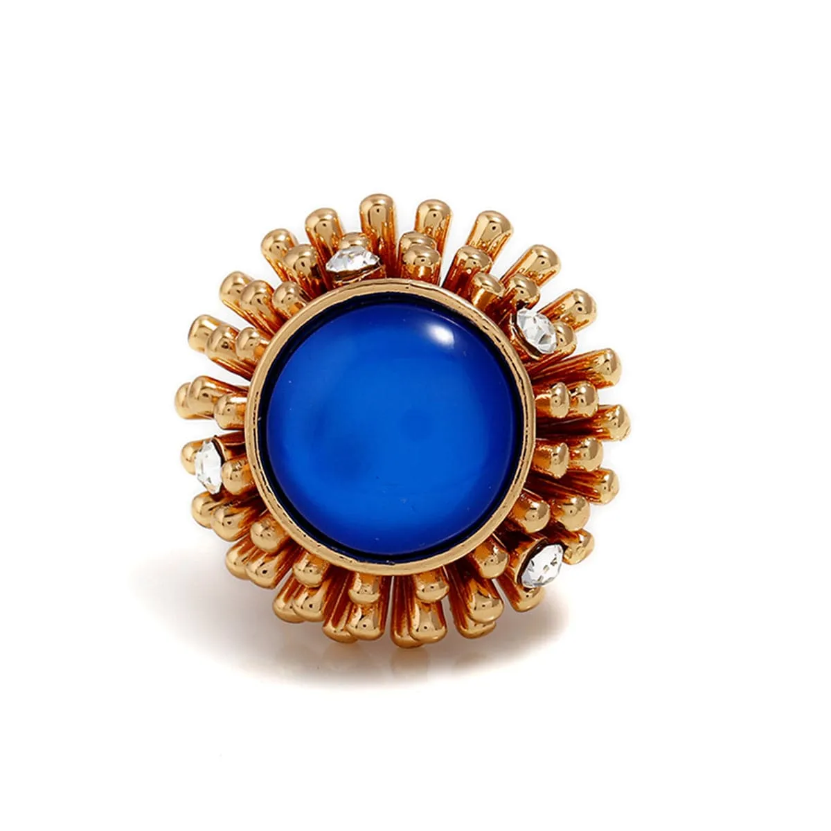 Blue Stone & Cubic Zirconia Flower Ring