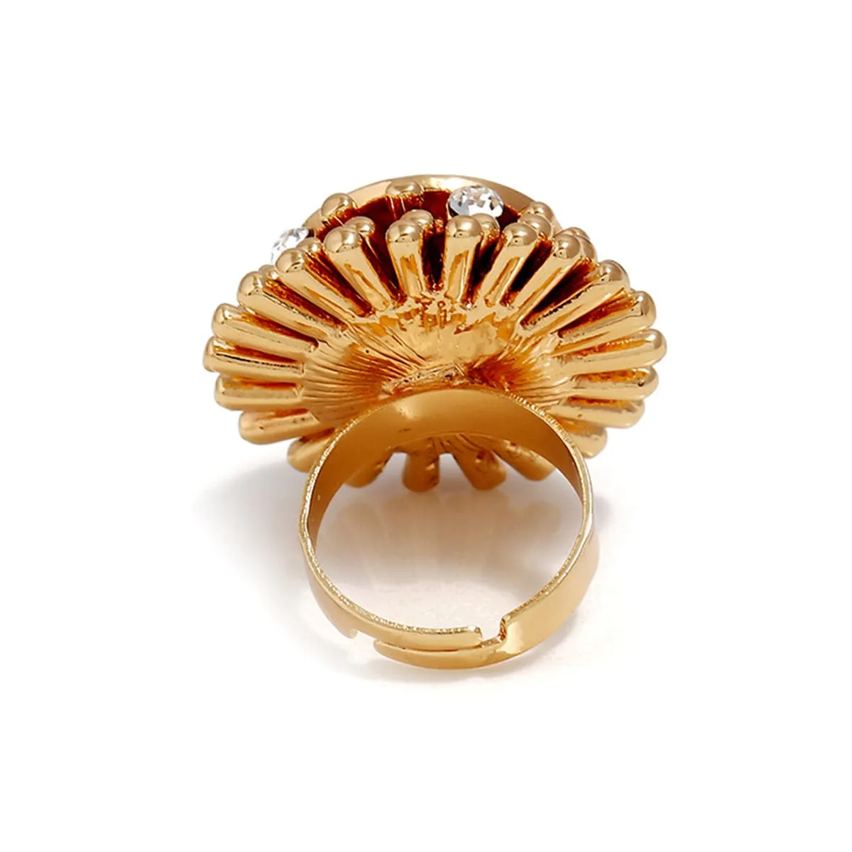 Blue Stone & Cubic Zirconia Flower Ring