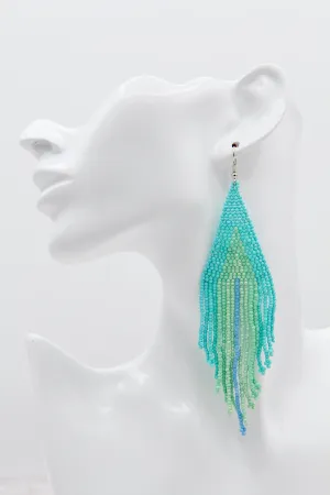 Bohemian Beaded Tassel Earrings in Caribbean