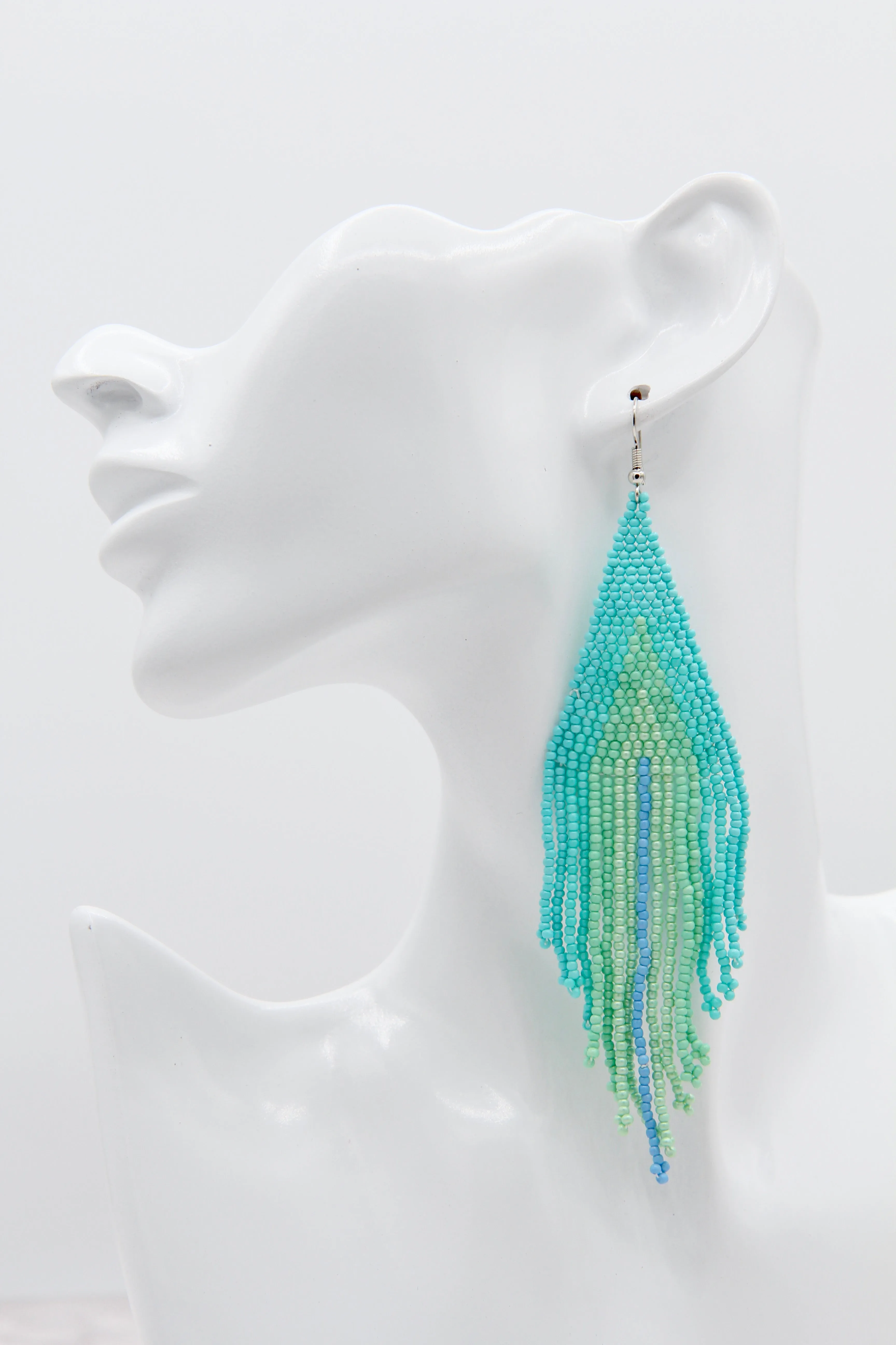 Bohemian Beaded Tassel Earrings in Caribbean