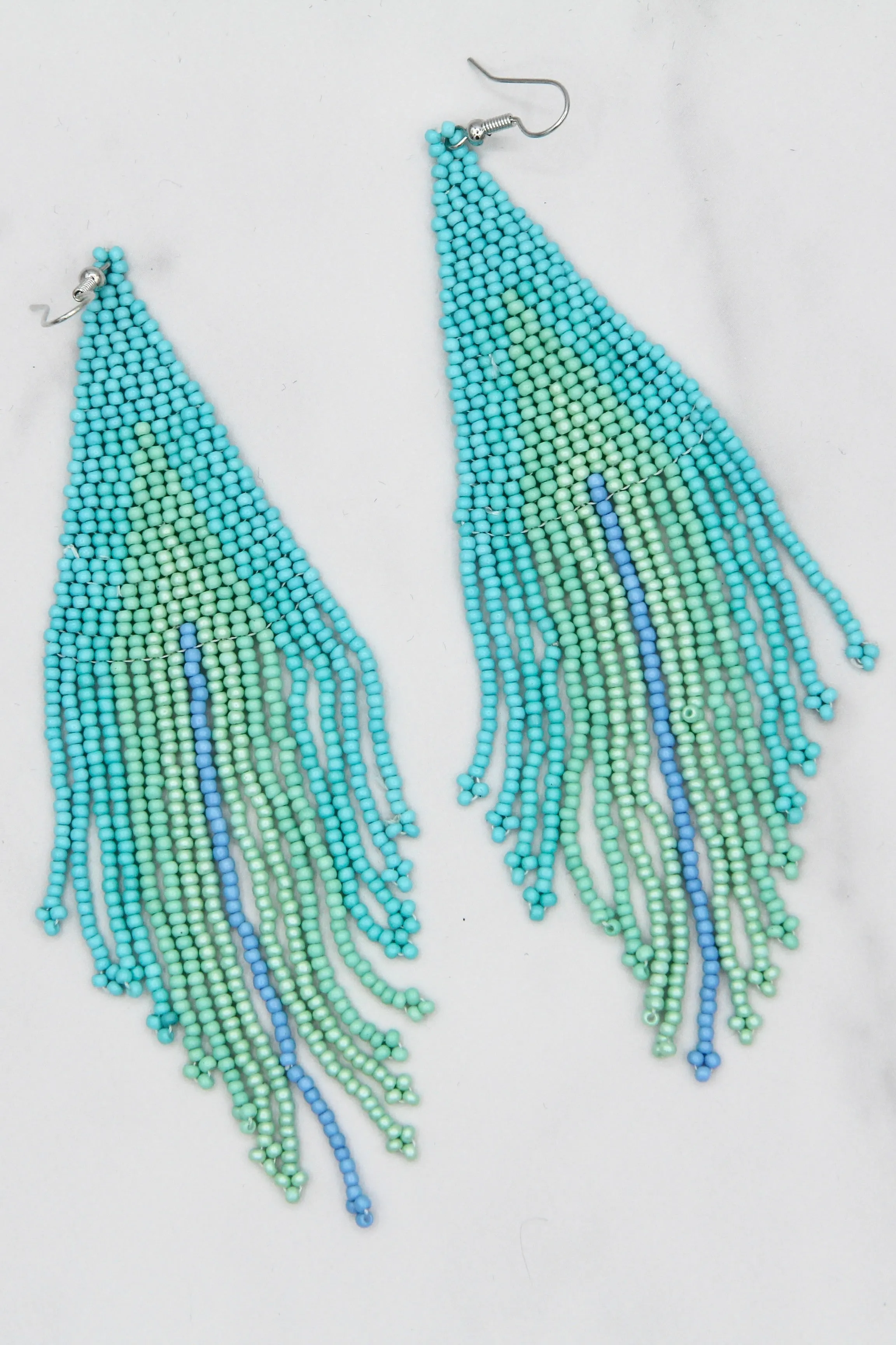 Bohemian Beaded Tassel Earrings in Caribbean