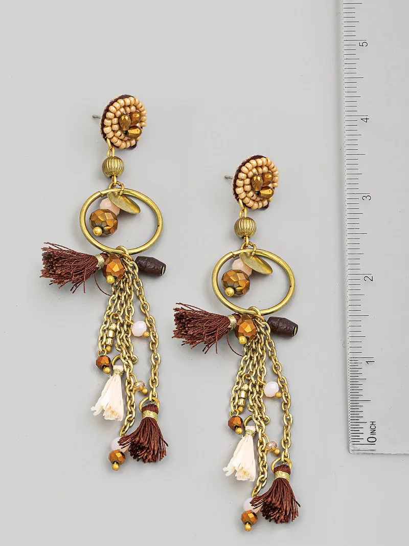 Boho Chain Fringe Tassel Drop Earrings