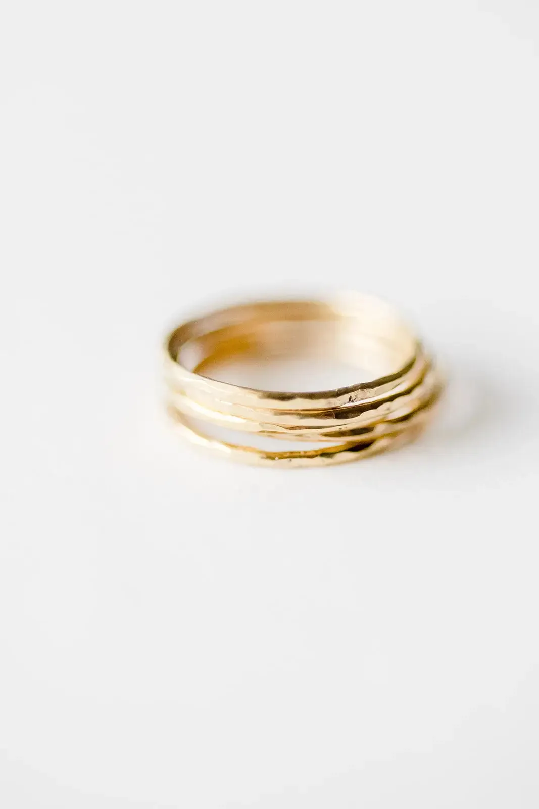 brass hammered stacking ring