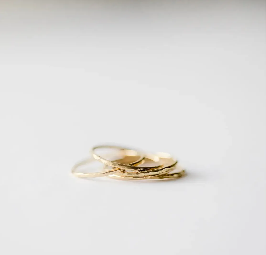 brass hammered stacking ring