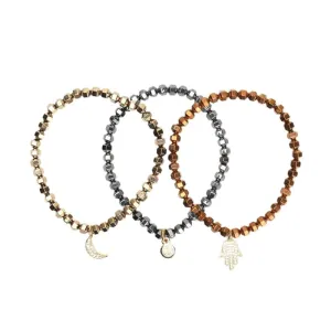 BRONZE - Metallic Kryptonite Bracelets Set of 3