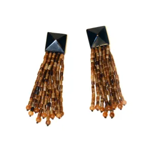 Brown Horn Tassel Earrings