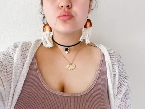 Brown Muted Rainbow Tassel Earrings
