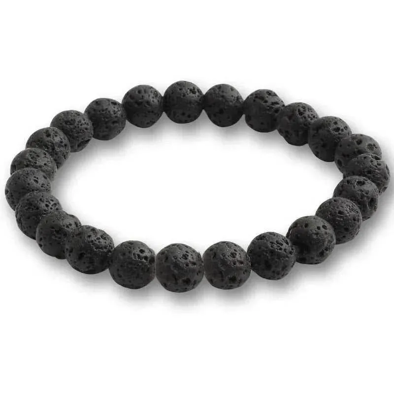Buddha Black and White Natural Stone Rock Lava Beads Strand Bracelets