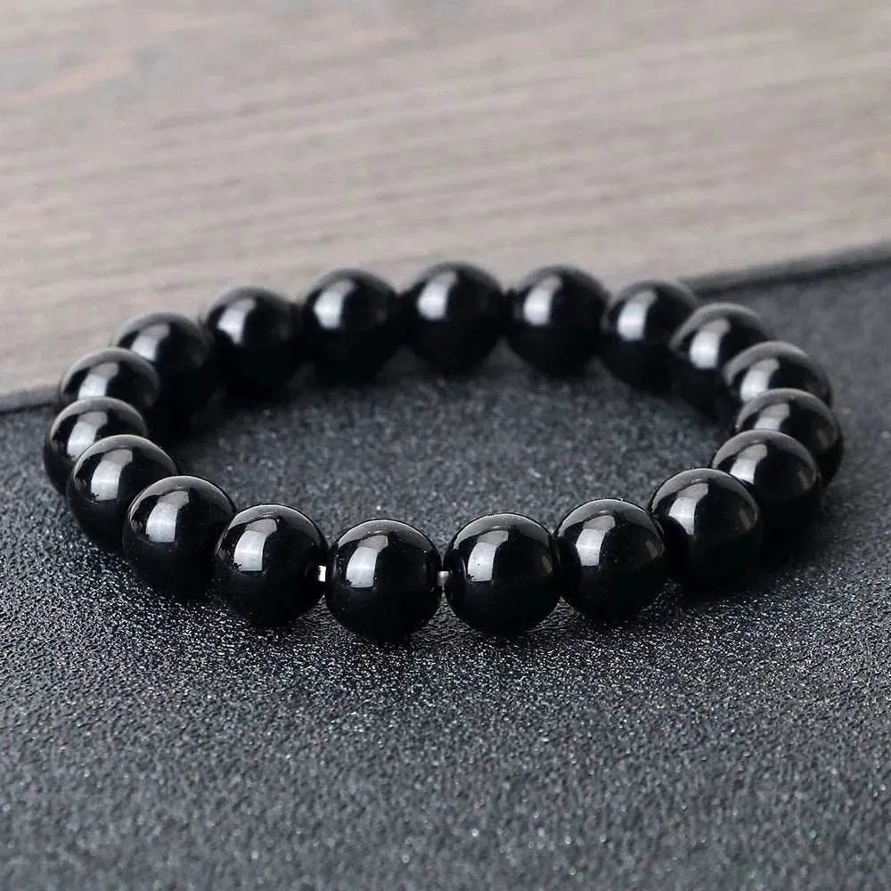 Buddha Black and White Natural Stone Rock Lava Beads Strand Bracelets