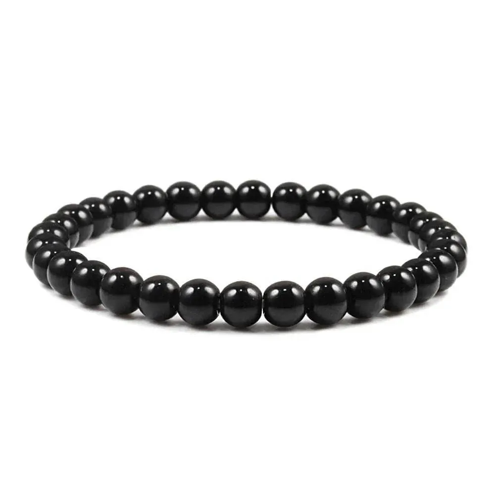 Buddha Black and White Natural Stone Rock Lava Beads Strand Bracelets