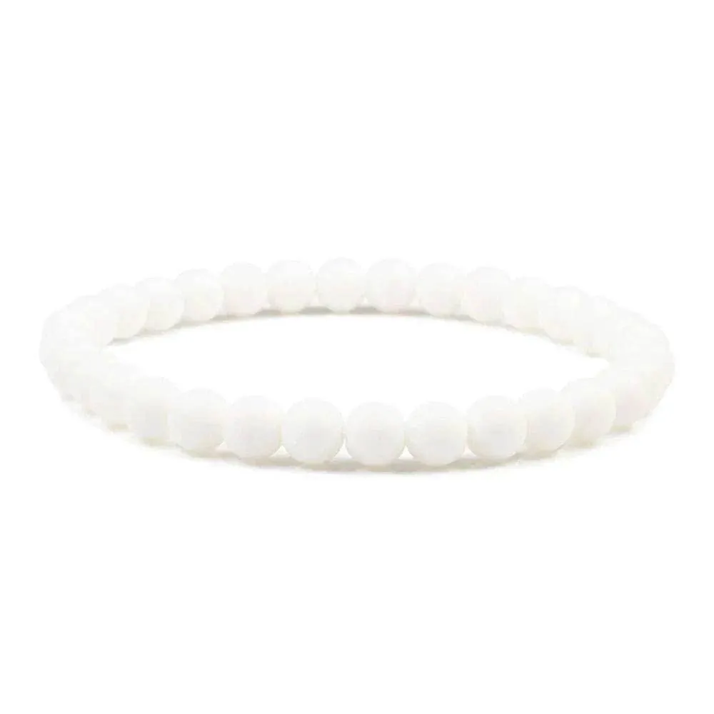 Buddha Black and White Natural Stone Rock Lava Beads Strand Bracelets