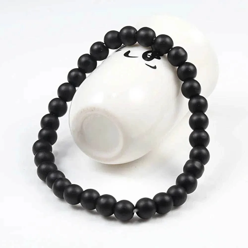 Buddha Black and White Natural Stone Rock Lava Beads Strand Bracelets
