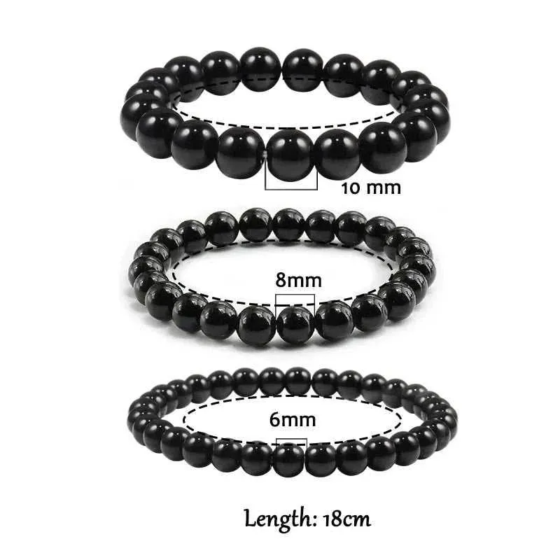 Buddha Black and White Natural Stone Rock Lava Beads Strand Bracelets