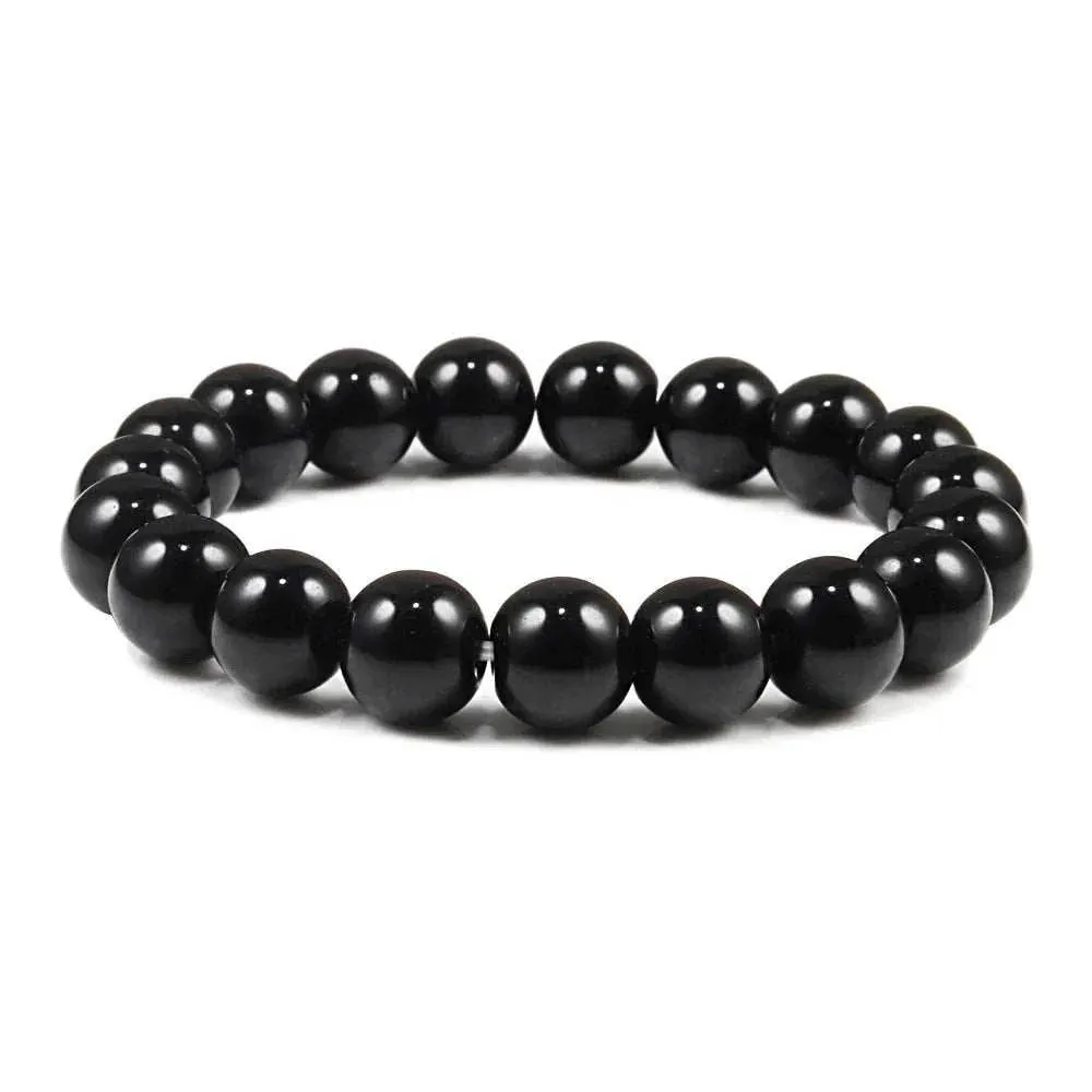 Buddha Black and White Natural Stone Rock Lava Beads Strand Bracelets