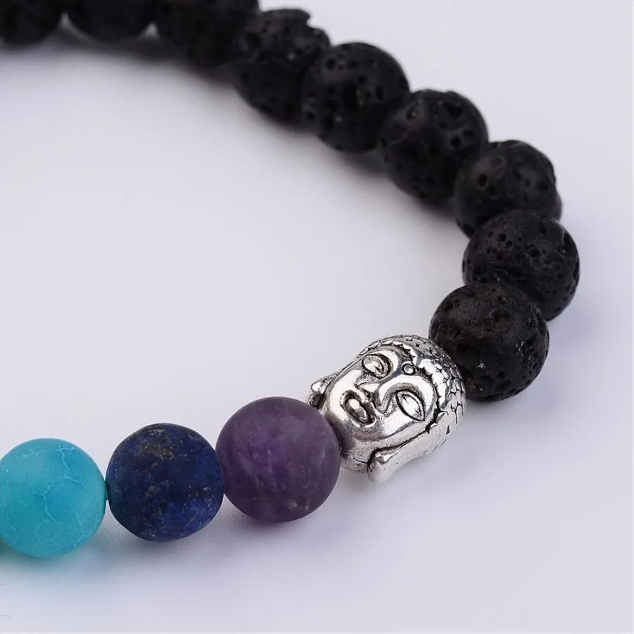 Buddha Lava Chakra Frosted Stretch Bracelet