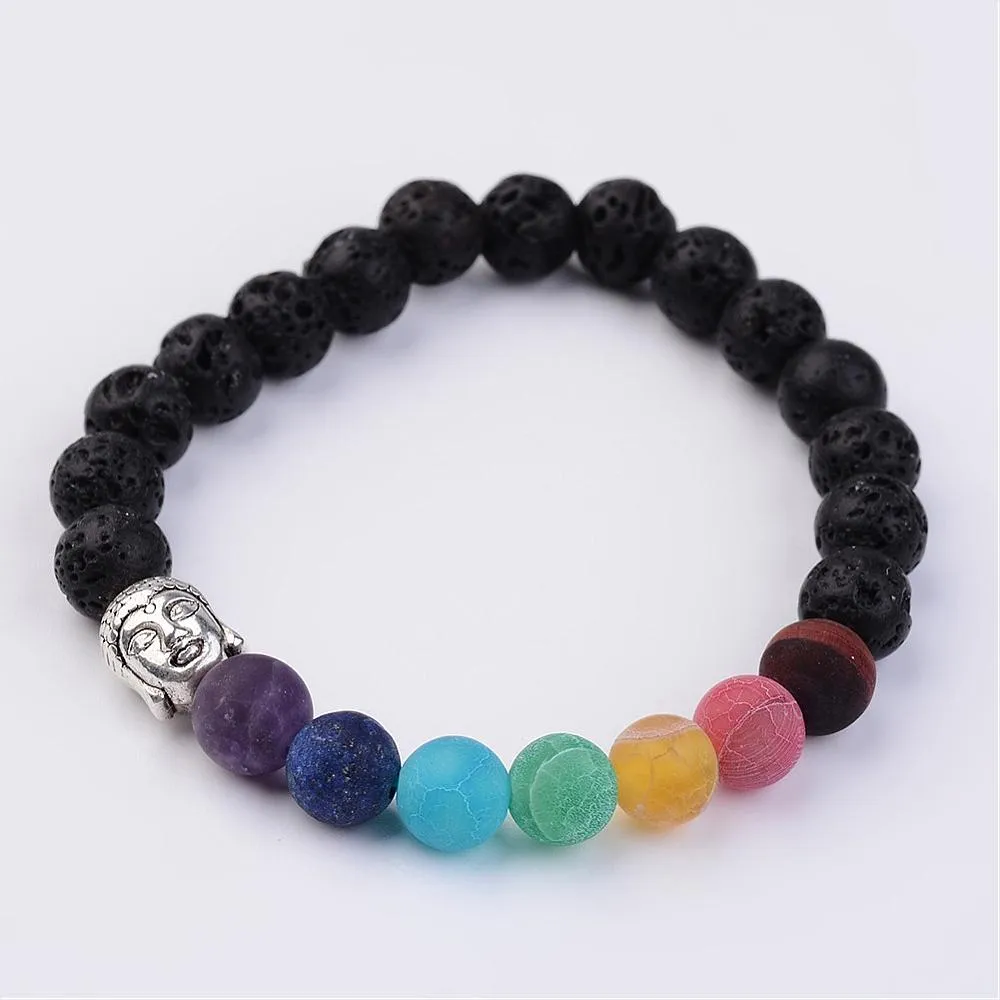 Buddha Lava Chakra Frosted Stretch Bracelet