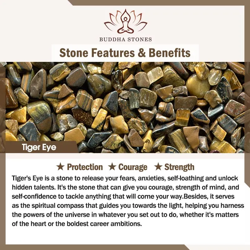 Buddha Stones 3Pcs Tiger Eye Lava Rock Protection Bracelet Set