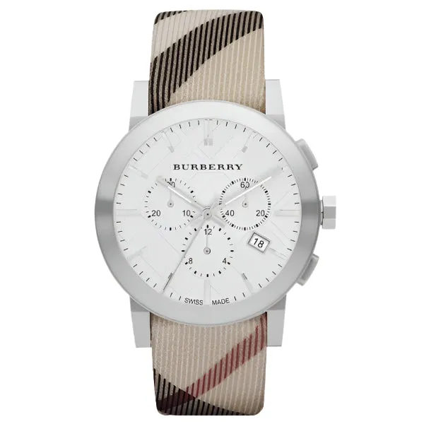 Burberry Multicolor Leather Strap Silver Dial Chronograph Quartz Watch for Gents - BU9357