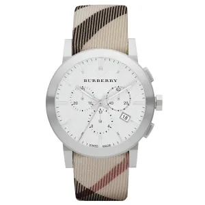 Burberry Multicolor Leather Strap Silver Dial Chronograph Quartz Watch for Gents - BU9357
