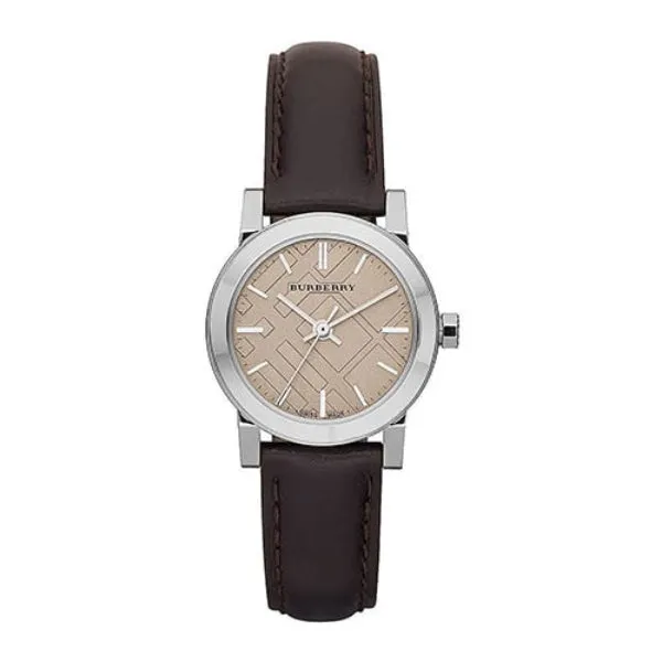 Burberry The City Black Leather Strap Brown Dial Quartz Watch for Ladies - BU9208