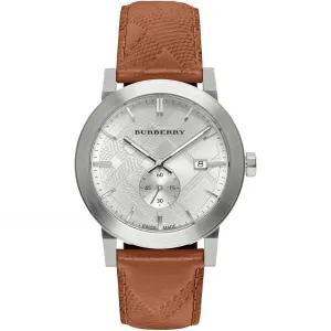 Burberry The City Brown Leather Strap Silver Dial Chronograph Quartz Watch for Gents - BU9904
