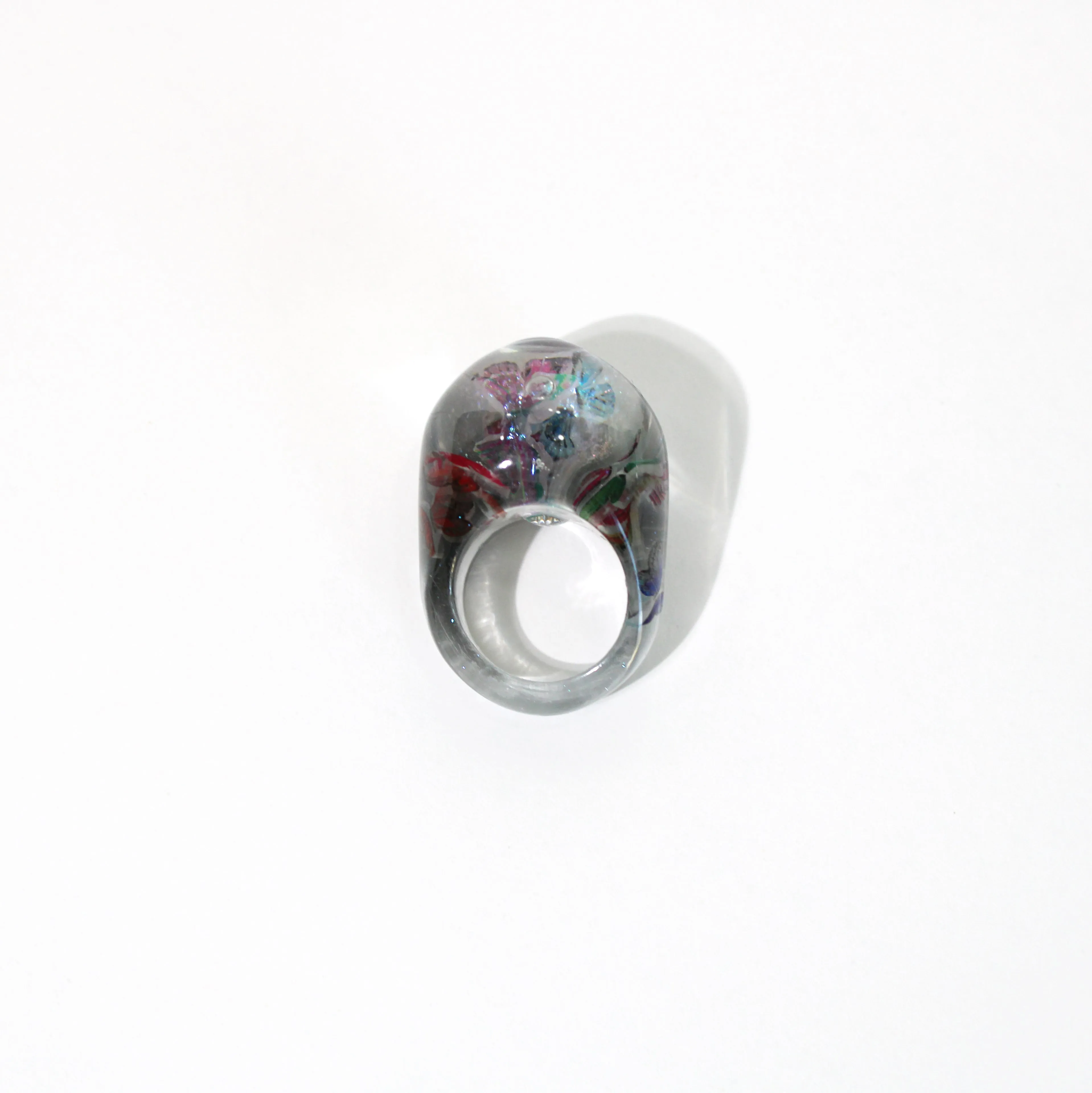 Butterfly Gray Snow Globe Ring