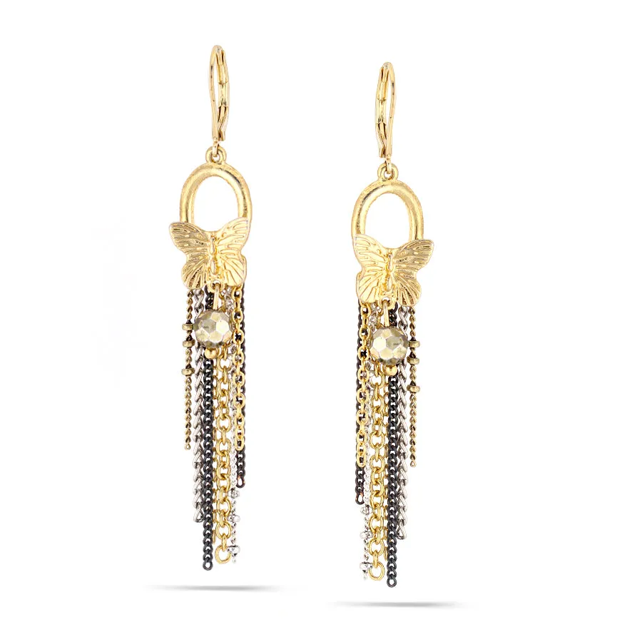 BUTTERFLY TASSEL  EARRINGS #220GD3401 (1E18/10B2)