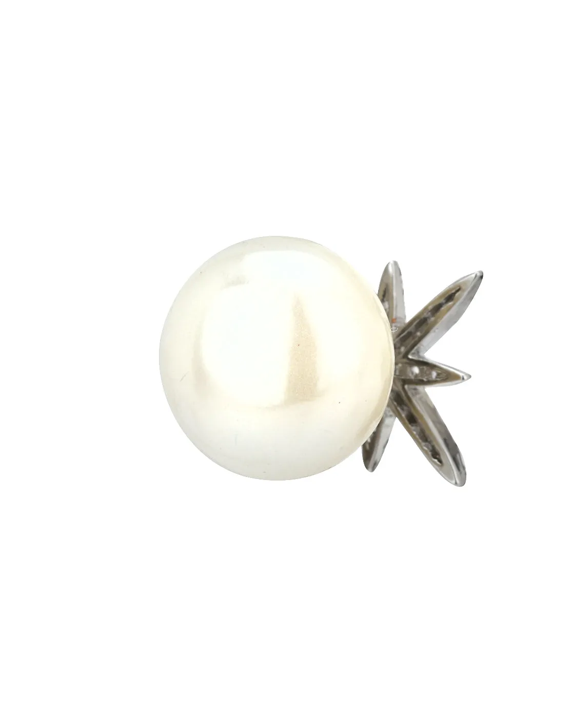 Carlton London Rhodium Plated White Pearl Cz Spiked Stud Earring For Women