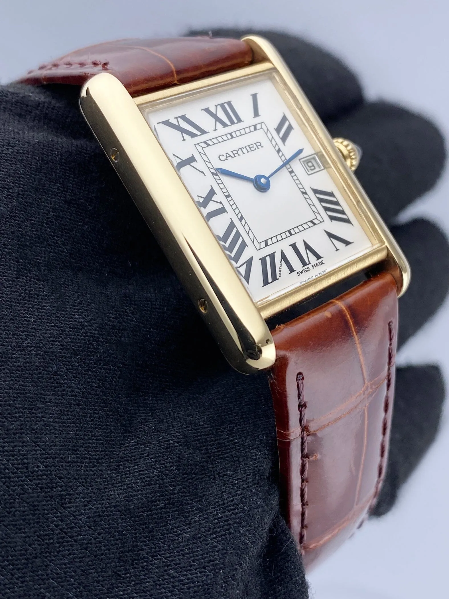 Cartier Tank Louis W1529756 18K Yellow Gold Mens Watch Box Papers