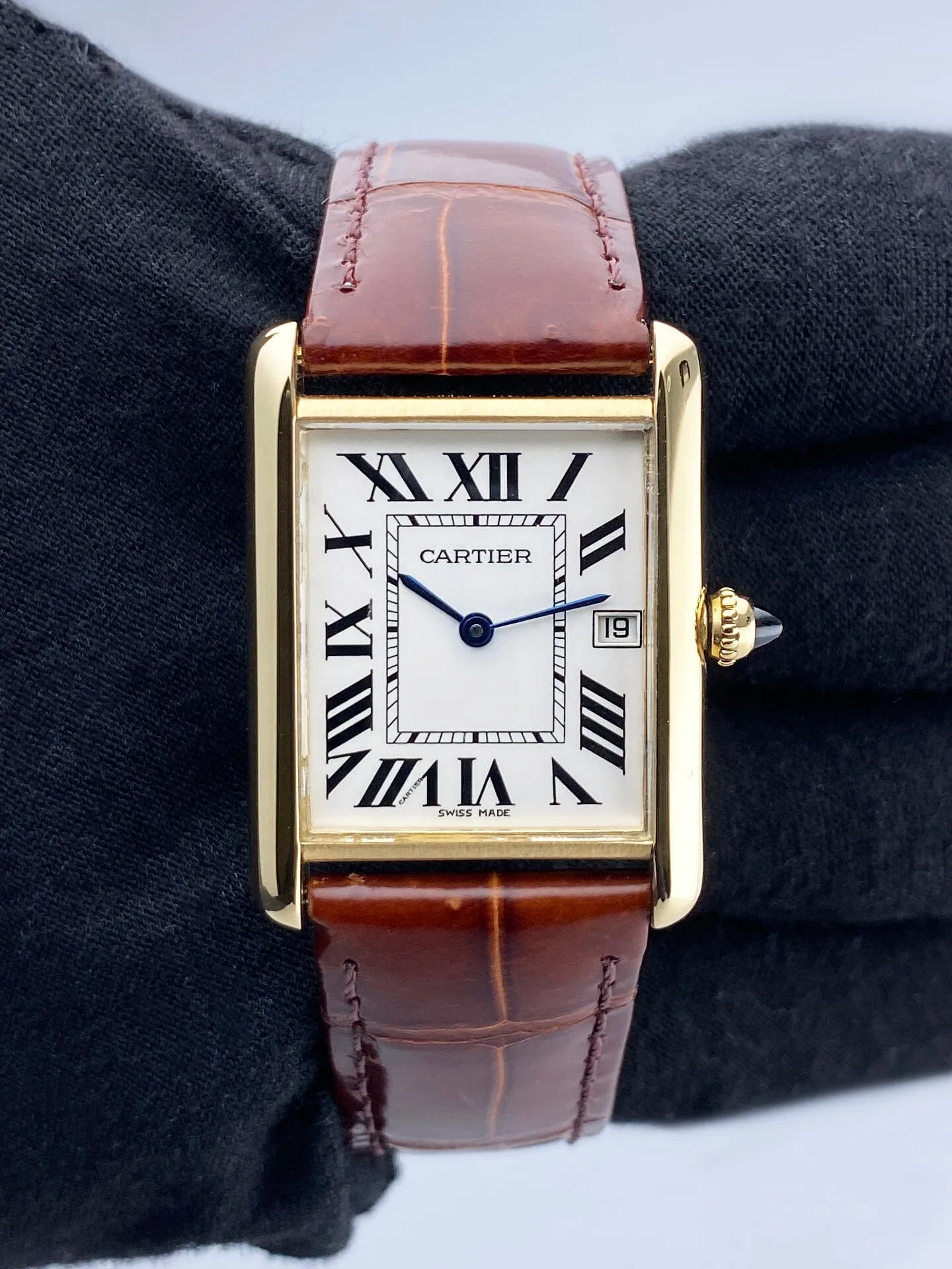 Cartier Tank Louis W1529756 18K Yellow Gold Mens Watch Box Papers