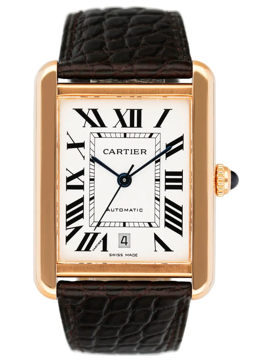 Cartier Tank Solo XL W5200026 18K Rose Gold Mens Watch