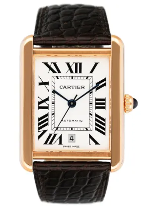 Cartier Tank Solo XL W5200026 18K Rose Gold Mens Watch