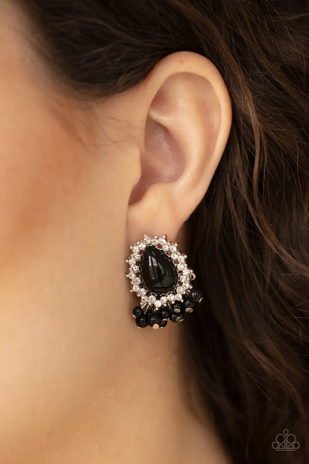 Castle Cameo Black Post Earring