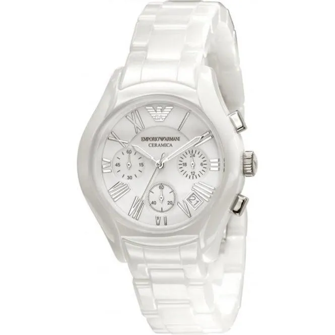 Ceramic White Womens Chronograph Watch AR1404